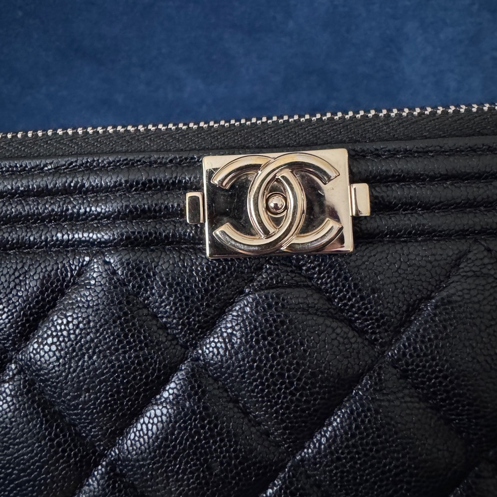 CHANEL Caviar Quilted Small Boy Pouch Case Black - Picture 6 of 9